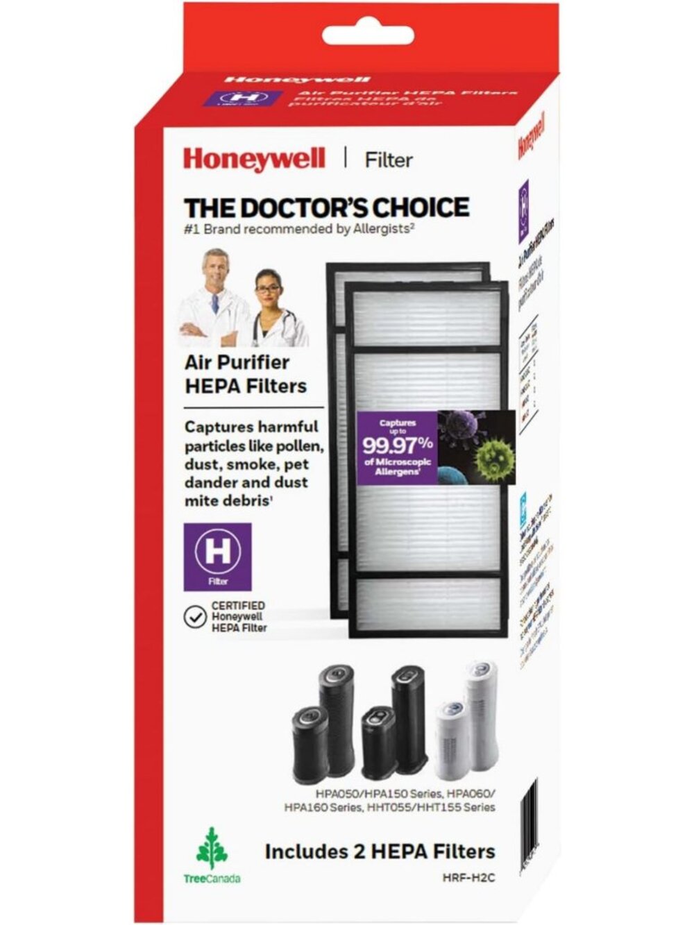Honeywell True HEPA Air Purifier Replacement Filter 2 Pack, HRF-H2 / Filter (H)